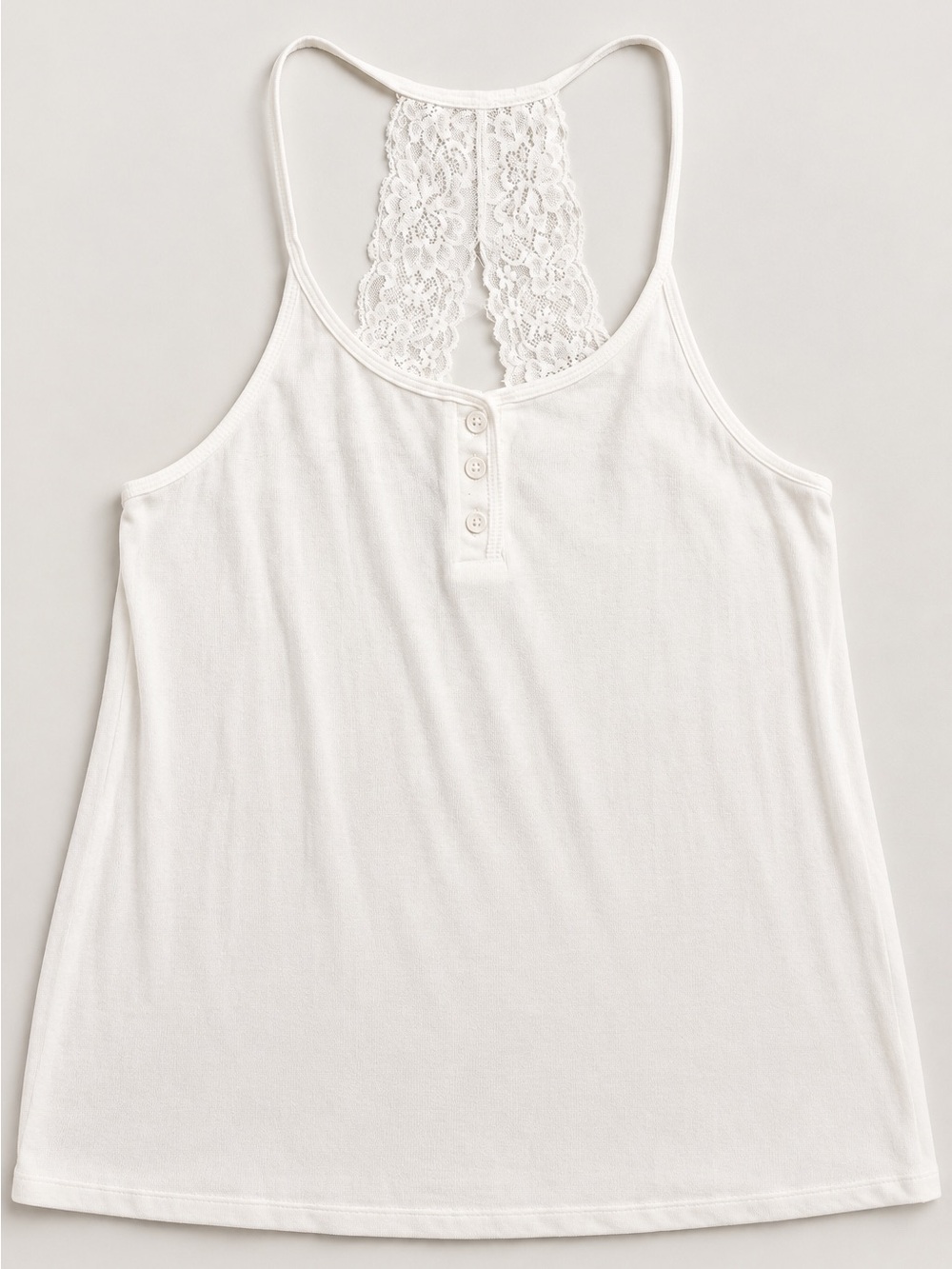 Anthropologie White Lace-Back Henley Camisole